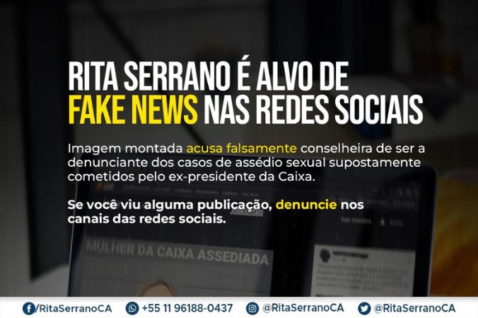 Rita Serrano é alvo de fake news nas redes sociais. Saiba como denunciar
