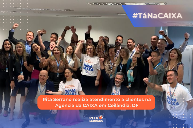 Rita Serrano realiza atendimento a clientes na Agência da CAIXA em Ceilândia, DF